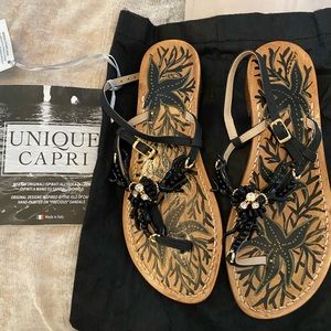 Beautiful custom painted never worn sandals from Capri, Italy!